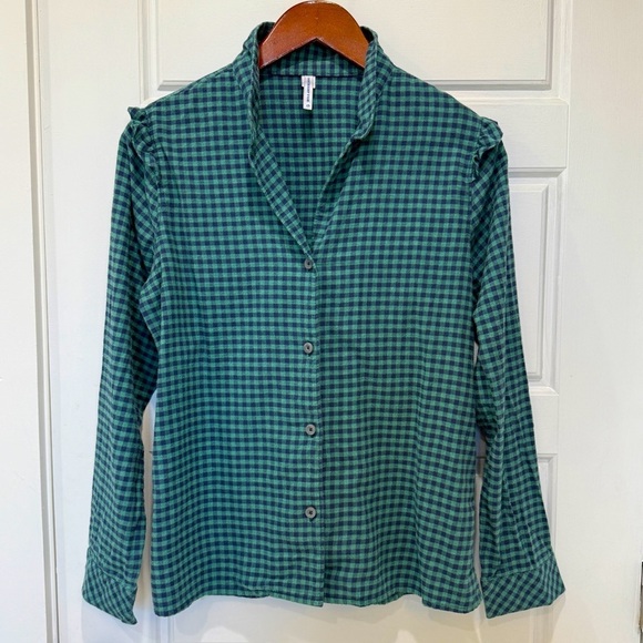 Southern Tide Ruffle Shoulder Flannel Shirt - Picture 1 of 5